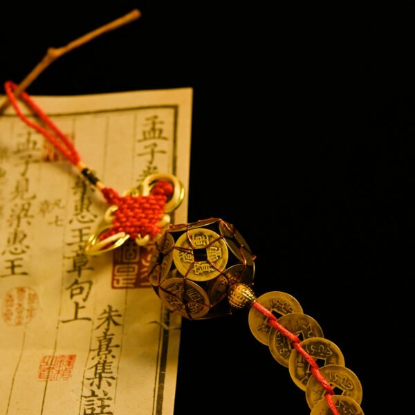 Kismet Copper Coin Ball & Gourd Chinese Knot Pendant - Image 3