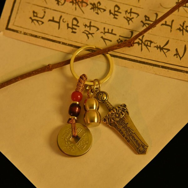 Kismet Brass Sword Amulet Keychain - Image 2