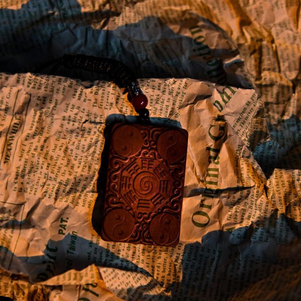 Kismet Twin Fish & Bagua Wood Pendant - Image 3