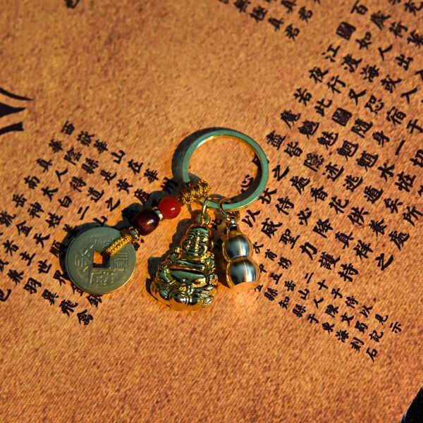Kismet Brass Maitreya Buddha Amulet Keychain