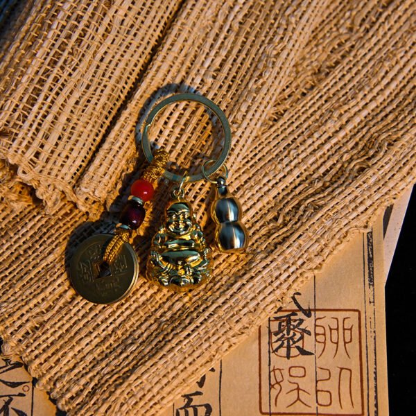 Kismet Brass Maitreya Buddha Amulet Keychain - Image 2