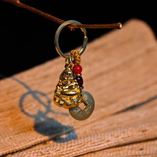 Kismet Brass Maitreya Buddha Amulet Keychain - Image 3