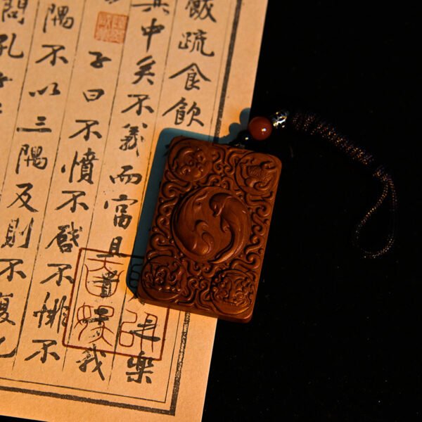 Kismet Twin Fish & Bagua Wood Pendant - Image 7