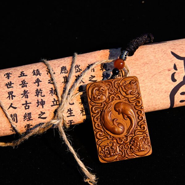 Kismet Twin Fish & Bagua Wood Pendant - Image 9