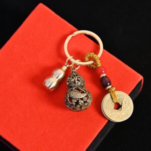 Kismet Brass Hollow Gourd Amulet Keychain